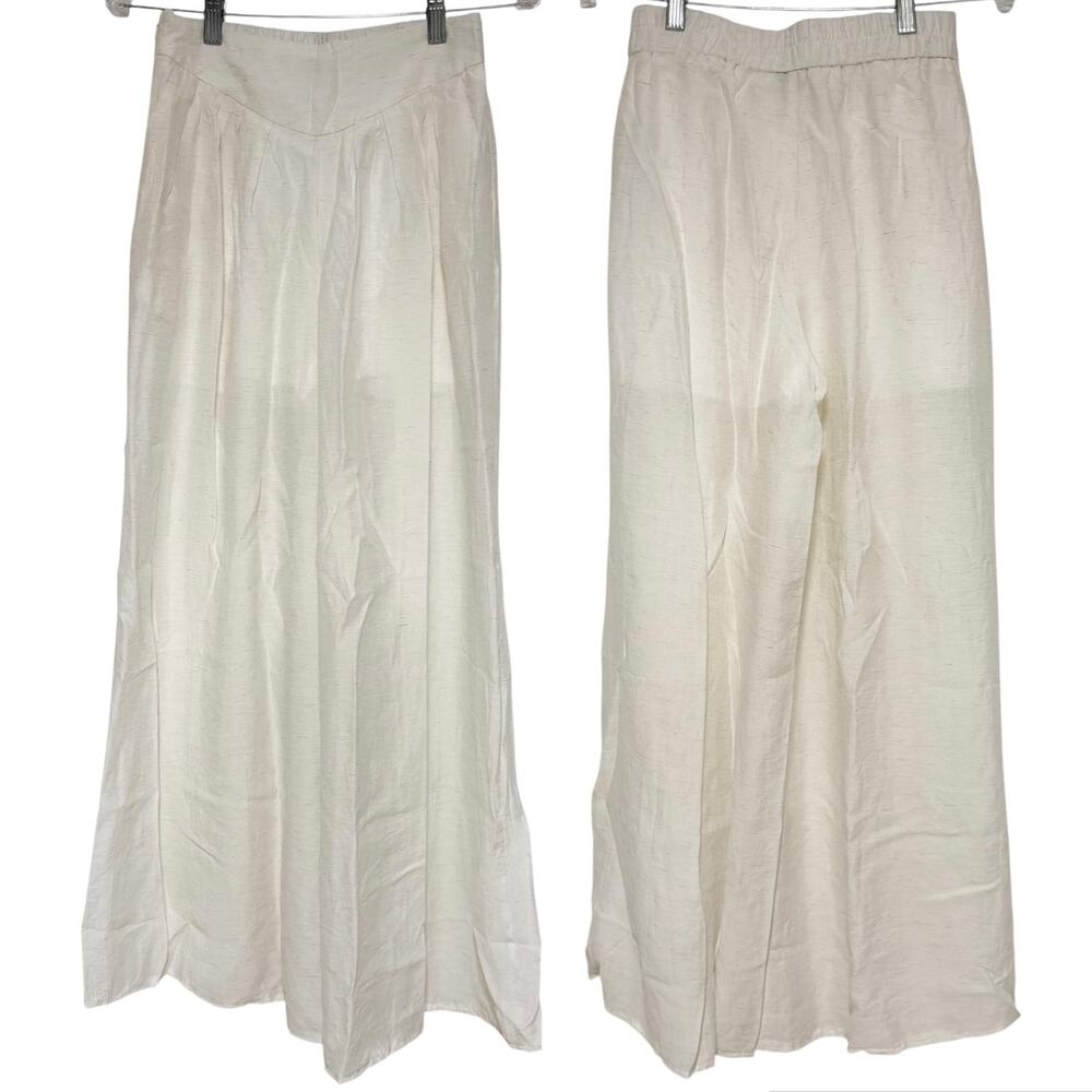 SHEIN Extra Wide Leg Boho Pants Size Small White Lined Shorts